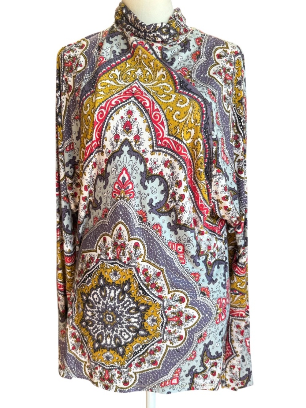 Free People Chase Me Knit Paisley Turtleneck Sz M